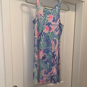 NWOT Lilly Pulitzer Blue and Pink Floral Midi Dress SIZE SMALL GORGOEUS